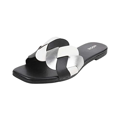 Image of Mochi Women's Faux Leather Pattern Detail Fashion Sandals