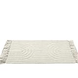 MOHUIED Gezupfter Baumwollteppich, Wohnzimmerteppich, gewebte Quaste, waschbare Badezimmermatte, dekorativer Teppich for Hotels und Privatunterkünfte für Wohnzimmer, Küche, Schlafzimmer(Beige2)