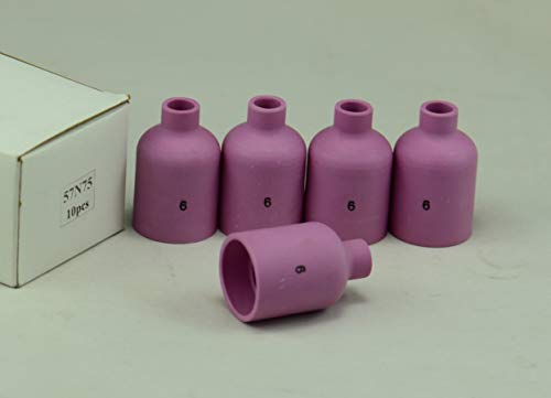 Image of RIVERWELD TIG Gas Lens Ceramic Cups Jumbo 57N75 6# 3 /8 inch 9.5mm Orifice 5pcs