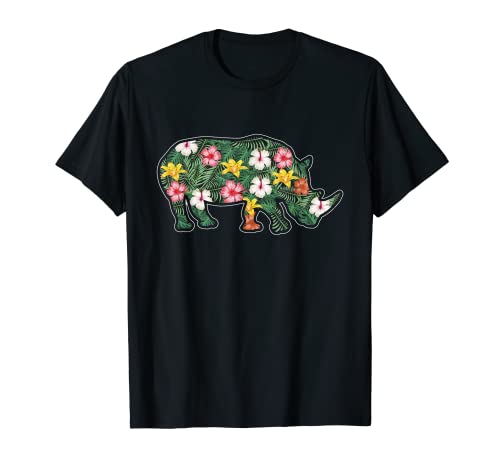 Rhinocéros floraux tropicaux – Animal de safari rhinocéros zoologiques T-Shirt