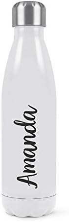 Personalised Custom Initials Name Landscape Double Wall Water Bottle Insulated Stainless Steel Sports Drinks 500ml/550ml Colours White Pink Orange Blue Aqua Silver