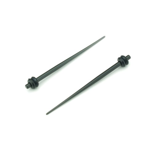United Duo Solid Black Acrylic Tapers - Includes Double O Rings - 14G Gauge - 1.6mm