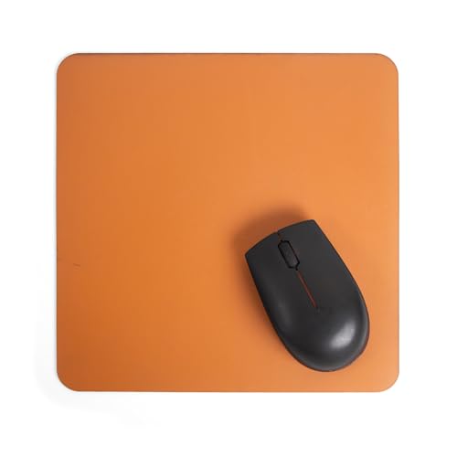 Image of Bellblock Mouse Pad | Computer Mouse Mat | Vegan PU Leather | Anti-Slip | Smooth Mouse Control | Spill-Resistant Surface | Blue & Tan | 22 x 22 cm (Pack of 1) (Blue & Windsor Tan, Square)