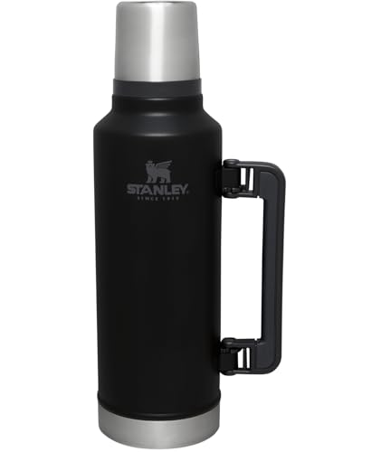 Stanley Classic Legendary Vacuum Bottle 2.0 qt | Wide Mouth with Leakproof Cup Lid | Keep Drinks Hot or Cold | Packable for Travel | Insulated Stainless Steel Thermal Bottle | BPA-Free | Black 2.0