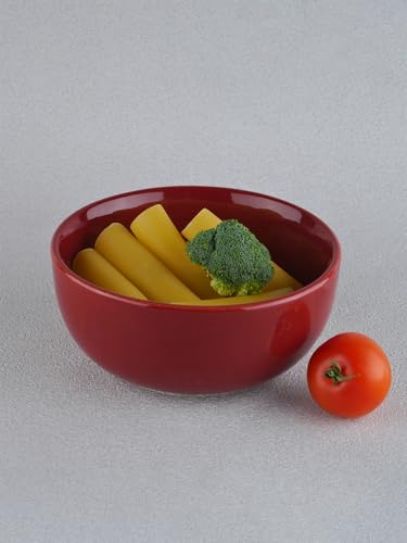 Image of BlackCarrot Ceramic Dinner Set, 21 Pcs, Red | Stoneware Series | Crockery Set for Dining Table | Dining Sets Crockery Items | Glossy Finish | Premium Ceramic (Red, 21 Pieces)