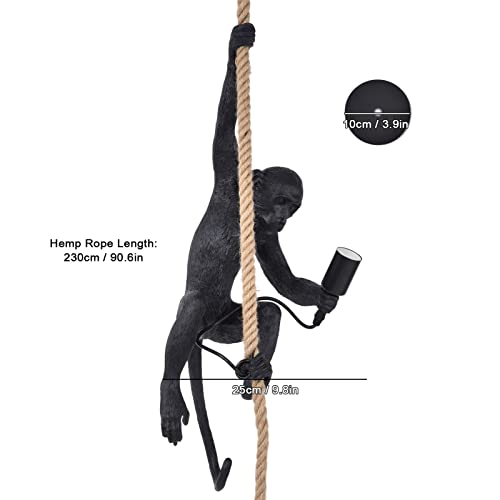 Hyuduo Monkey Hanging Light, 110‑220V Resin Hemp Rope Monkey Pendant Light Durable Monkey Chandeliers Lamp, For Household Bedroom Living Room Home Decoration,Chandelier #TOP2