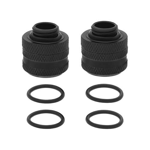 Create idea Set di 2 tubi rigidi per computer G1/4, anti-spegnimento, raccordo a compressione per raffreddamento ad acqua, adatto per tubi PETG/PMMA con diametro interno di 14 mm, nero