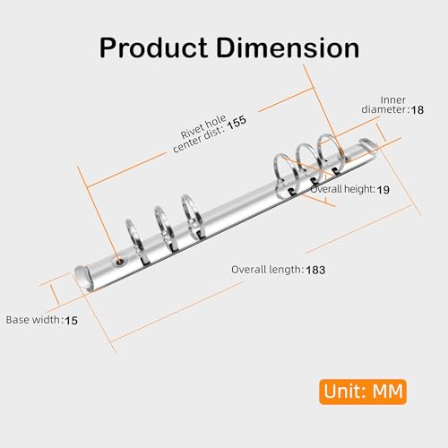 Image of Metal A6 Notebook 6-Ring Binder Mechanism Replacement Kit Loose Leaf Binding Spines, Pack of 2, Metal Rivets (Nickel)