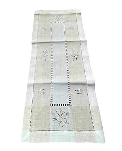 Westernlifestyle Mantel de mesa con bordado lavanda blanco, beige (40 x 90 cm), multicolor Cover