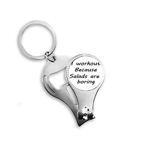 Black English Lose Weight Handwriting Quote Nail Nipper Ring Key Chain Bottle Opener Clipper