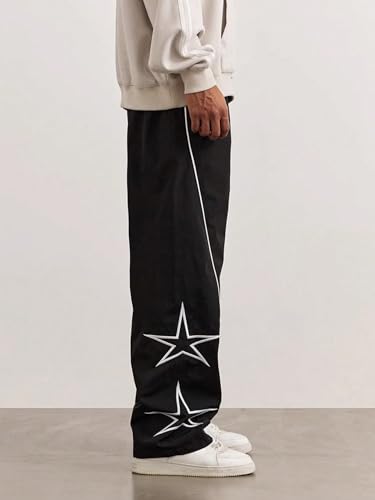 Men's Baggy Sweatpants Y2k Track Pants Wide Leg Dance Pants Star Embroidery with Pocket Streetwear4