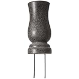 Everlasting Silk Flowers Friedhofsvase mit Pfahlen – Kunststoff-Blumenvasen mit 2 Erdspießen, Abtropflöchern – für Garten, Rasen, Hof – Grabdekorationen – 33 x 8,9 x 9,9 cm, graues Granit-Design