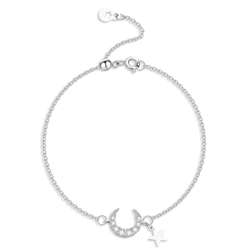 LDUDU Pulseras Pulsera Mujer 925 Luna Creciente Estrellas Zircon Pulsera...