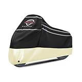 DaShield Ultimum Series Motorcycle Cover Waterproof All Weather Protection Universal Heavy Duty Night Reflector with Lock-Holes Compatible with Suzuki Harley Davidson Kawasaki Yamaha Honda Ivory XXL