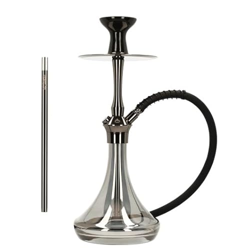 Chicha EL-BADIA C5 V2 – 41 cm – Set Complet avec Vase en Verre Épais, Colonne Aluminium, Foyer, Diffuseur Réversible, Tuyau Silicone & Manche Métal – Chicha Moderne Haut de Gamme (Shiny Carbon) Chicha EL-BADIA C5 V2 – 41 cm – Set Complet avec Vase en Verre Épais, Colonne Aluminium, Foyer, Diffuseur Réversible, Tuyau Silicone & Manche Métal – Chicha Moderne Haut de Gamme (Shiny Carbon)
