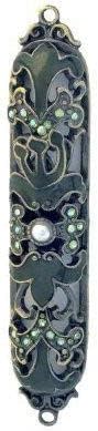 (D) Judaica Jeweled Mezuzah with Stones 4'' (Light Blue)