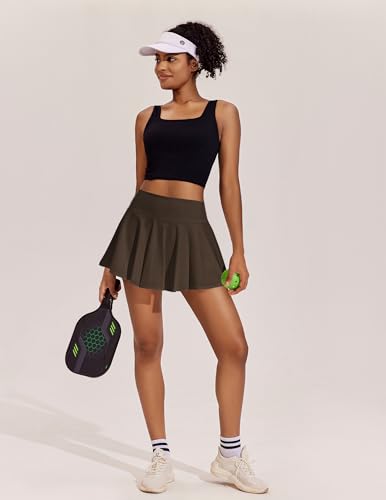 Image of PINSPARK Womens Tennis Skirt Pleated Athletic Skirts with Pockets Shorts High Waisted Golf Skort for Workout Pickleball