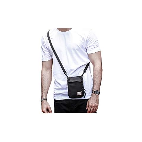 Small Crossbody Shoulder Bag for Men, Mini Messenger Bag for Cell Phone Travel Outdoor Hiking , Neck Pouch Passport Wallet with Adjustable and Removable Strap Cover