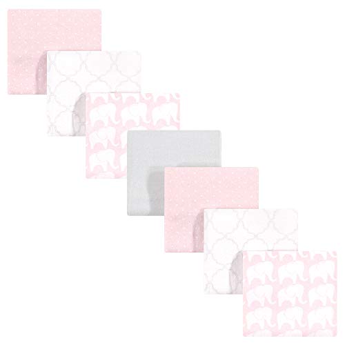 Hudson Baby Unisex Baby Cotton Flannel Receiving Blankets Bundle, Girl Elephant, One Size