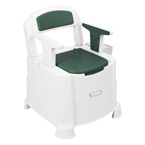 kiskick Chaise percée de chevet portable pour adultes, hauteur réglable pour personnes âgées, siège de toilette avec accoudoirs amovibles, chaise de toilette pour adulte avec veilleuse à induction,