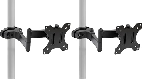 Mount-It! Universal Full Motion Steel Pole Mount with Articulating Arm and Removable VESA Plate for 17 to 32 Inch Monitors & TVs, VESA 75x75 & 100x100 Compatible, Black (MI-391) (Pack of 2)
