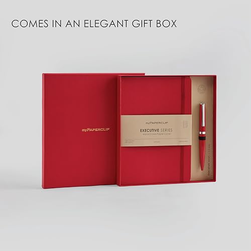 Image of myPAPERCLIP Executive Series A5 Diary & Pen Gift Set | Includes Classic Ball Pen & Softcover Notebook | 192 Pages, 80 GSM | Ideal Corporate, Office & Personal Gift | Red