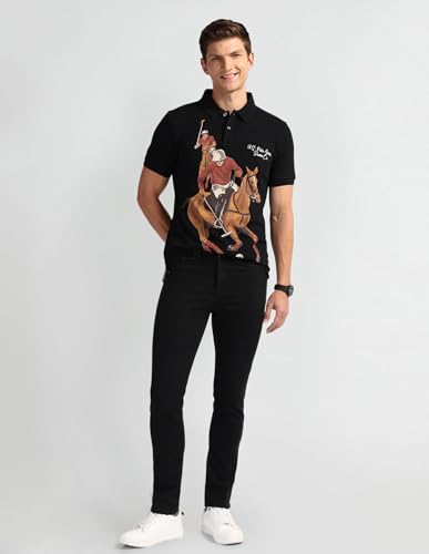 Image of U.S. Polo ASSN. Printed Polo T Shirts for Men - 100% Cotton, Half Sleeve Mens Tshirt