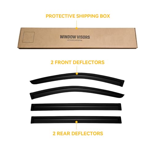 Image of Rain Guards Window Visor for 2008-2020 Dodge Grand Caravan Out-Channel | For 2008-2016 Chrysler Town & Country, Shields Vent Deflector Shade Wind Dark Smoke for Volkswagen Routan 09-14