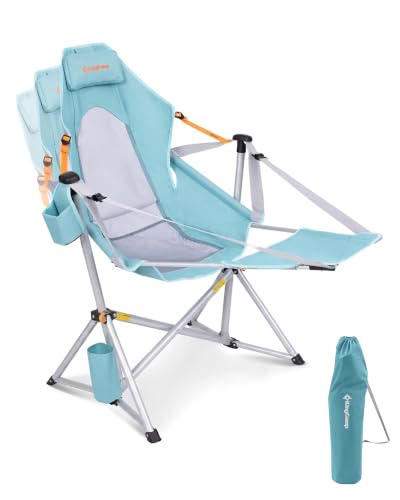 KingCamp Hammock Camping Chair with Footrest & Breathable Mesh Back 400 lbs | Oversized Swinging Camping Chair for Adults, Aluminum Heavy Duty Foldable Rocker, Portable for Beach, Outdoor, RV & Backyard