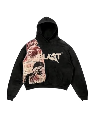 Men's Oversized Y2k Graphic Hoodie Long Sleeve Hooded Sweatshirts Vintage Streetwear Tops