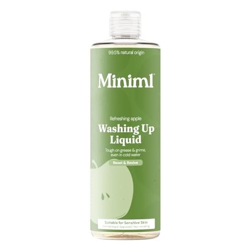Miniml Washing Up Liquid Apple 400ml – Plant Based Vegan Dish Soap, Biodegradable, Non-Toxic, Tough on Grease, Gentle on Hands