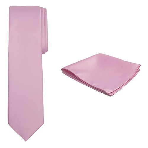 Jacob Alexander Solid Color Men's Tie and Hanky Set - Carnation Pink