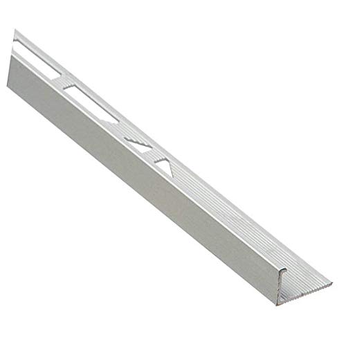 Tile Trim Square Straight Edge L-Shape Aluminium 2.5M Long Used for Tiling Bathroom Kitchen Home & Office TMW Profiles (8 mm, Anodized Silver)
