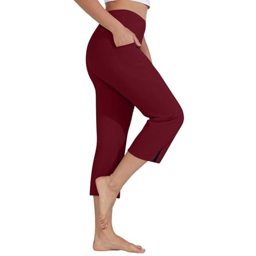 Pantalones de deporte para mujer, pantalones largos de correr 3/4, pantalones de jogging para mujer, color negro, cintura alta, pantalones de yoga, gimnasio, leggins, entrenamiento, pantalones de