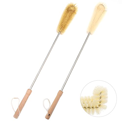UPTALY 2 Stück extra lange Flaschenbürsten (61 cm), Nylonbürste mit Buchenholzgriff, Naturborsten, Waschbürste mit biegbarem Kopf, Küchenbürsten, für hohe Flasche, Gallonen-Wasserkrug, große Gefäße