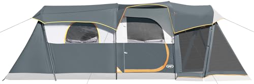 UNP Camping Tent 8 Person Waterproof Big Tunnel Tent with Screen Porch,Family Outdoor Large Tents for Camping 20\' x 9\' x 80in(H) (Grey)