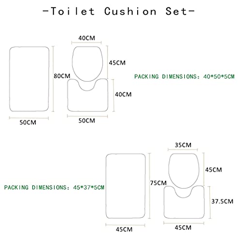 Badezimmer Teppich Set,Badezimmerteppich 3-teiliges Kulturwand WC Garnitur, rutschfest & Waschbar, rutschfeste Mikrofaser 75 x 45cm Badeteppich + WC Vorleger – Bild 3