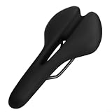 LatoYard Weicher Fahrradsattel mit hohlem Design für MTB, Rennrad, atmungsaktiver PU-Ledersitz mit Doppelfedern, Schwarz
