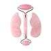 Produktbild Jade Roller Gesicht Rosenquarz Gesichtsroller Massagegerät Gua Sha set, neue Version Natürliche Verjüngung Stein für Anti-Aging Nacken knitterfreiRosa,Walze * 1 + 2 * Gua Sha Stein