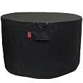 Cover Geny Outdoor Waterproof Fire Pit Cover, Round 600D Heavy Duty Black Fire Table Cover, Fits most 42"- 48" Wood Burning Firepit, Fire Pit Grill, or Fire Pit Ring DIY Process (50''D x 24''H)
