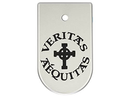 NDZ Performance Magazine Base Plate Finger Extension for CZ P10 Models P10 S, P10 SC, P10 C, & P10 F 9mm Laser Engraved in Silver - Veritas Aequitas Bold