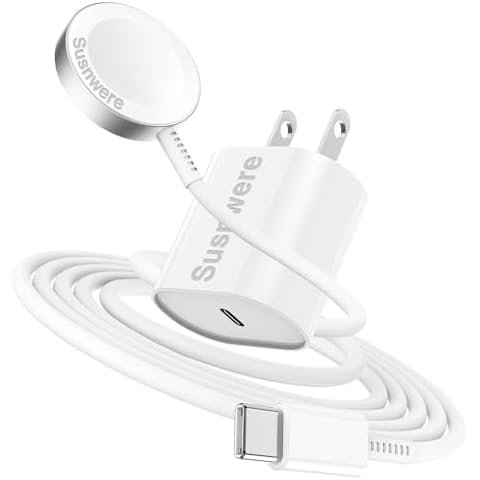 Susnwere Fast Charger for Apple Watch Chargers with 20w Charger Block,USB C Magnetic for i-Watch Fast Charging Cable for Watch Series SE/8/7/6/5/4/3/2/1 Includes 38mm 40mm 42mm 44mm 45mm Size Cover