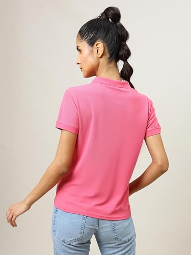 Image of TECHNOSPORT Womens Polyester Slim Fit Solid Half Sleeve Polo Matpiq T-Shirt with Techno Dry, Anti Static for Regular Use
