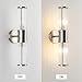 ECOBRT Brushed Nickel Wall Sconce with Glass Rods - Modern Industrial Vanity Light Fixture, E12 Candelabra Base for Bathroom, Bedroom & Hallway (Bulbs Not Included)