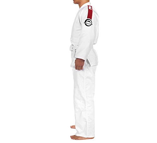 Fuji Single Weave Judo Training Gi Uniform- Kids & Adults Cotton Training Gi For Judo And Karate,White/Red, Size 6 #TOP4