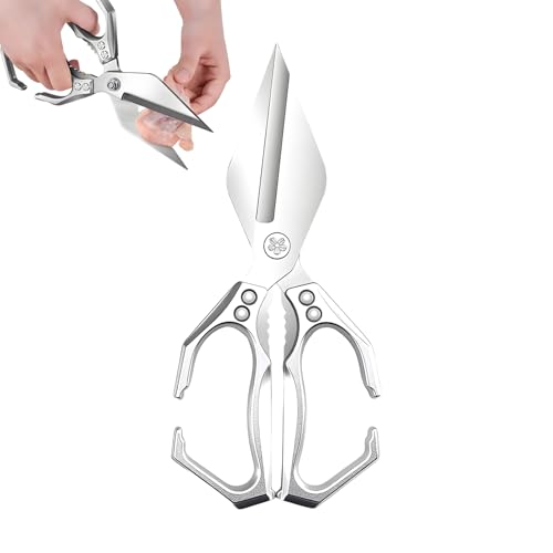 Patifirst Tijeras De Cocina Para Alimentos,Tijeras para Alimentos con Empuñadura Ergonómica para Carne Aves y Huesos | Utensilios Culinarios De Acero Inoxidable Para Cortar Huesos Pescado Carne Pollo