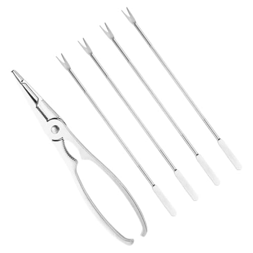 Angoily Set Outils Fruits de Mer INOX Pince à Crabe et Pics Métalliques Ergonomiques pour Éplucher Homard et Crabes Outil et Antidérapant pour Amateurs de Crustacés
