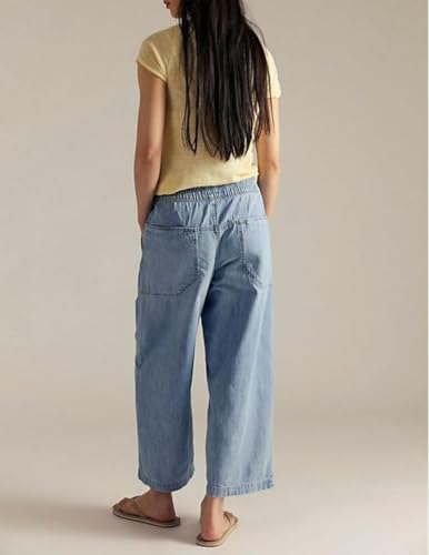 yoeasy Women's Wide Leg Jeans Mid Rise Stretchy Straight Leg Baggy Drawstring Casual Denim Pants4