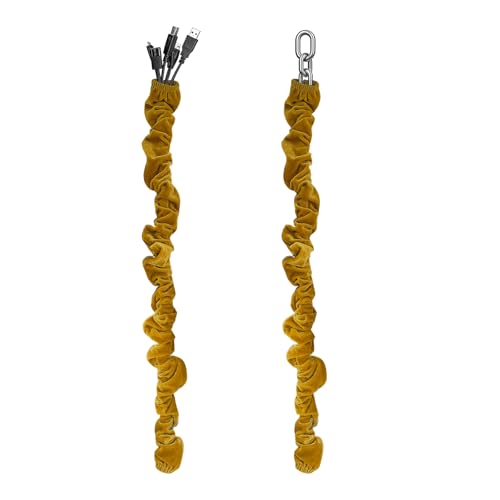 Image of Fabric Cord Cover,2 Pack Touch Fasteners Gold Chandelier Chain Cover,3.28 Feet Brushed Polyester Fabric Flannel Cord Covers for Wires,Decorative Cord Hider Easy Install