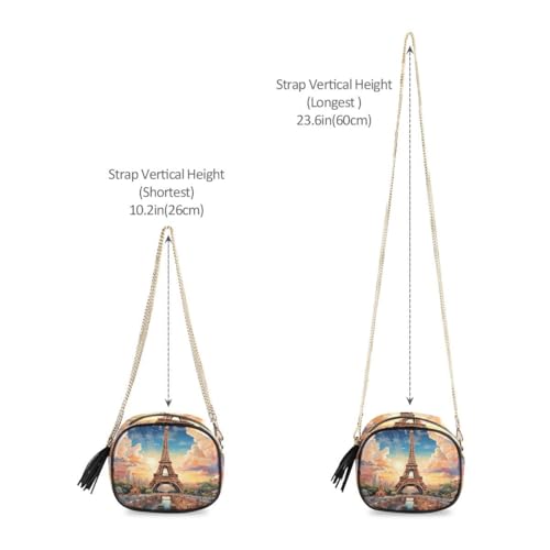 ALAZA Women's Paris Magnificence Of The Eiffel Tower PU Leather Crossbody Bag Shoulder Purse with Tassel4